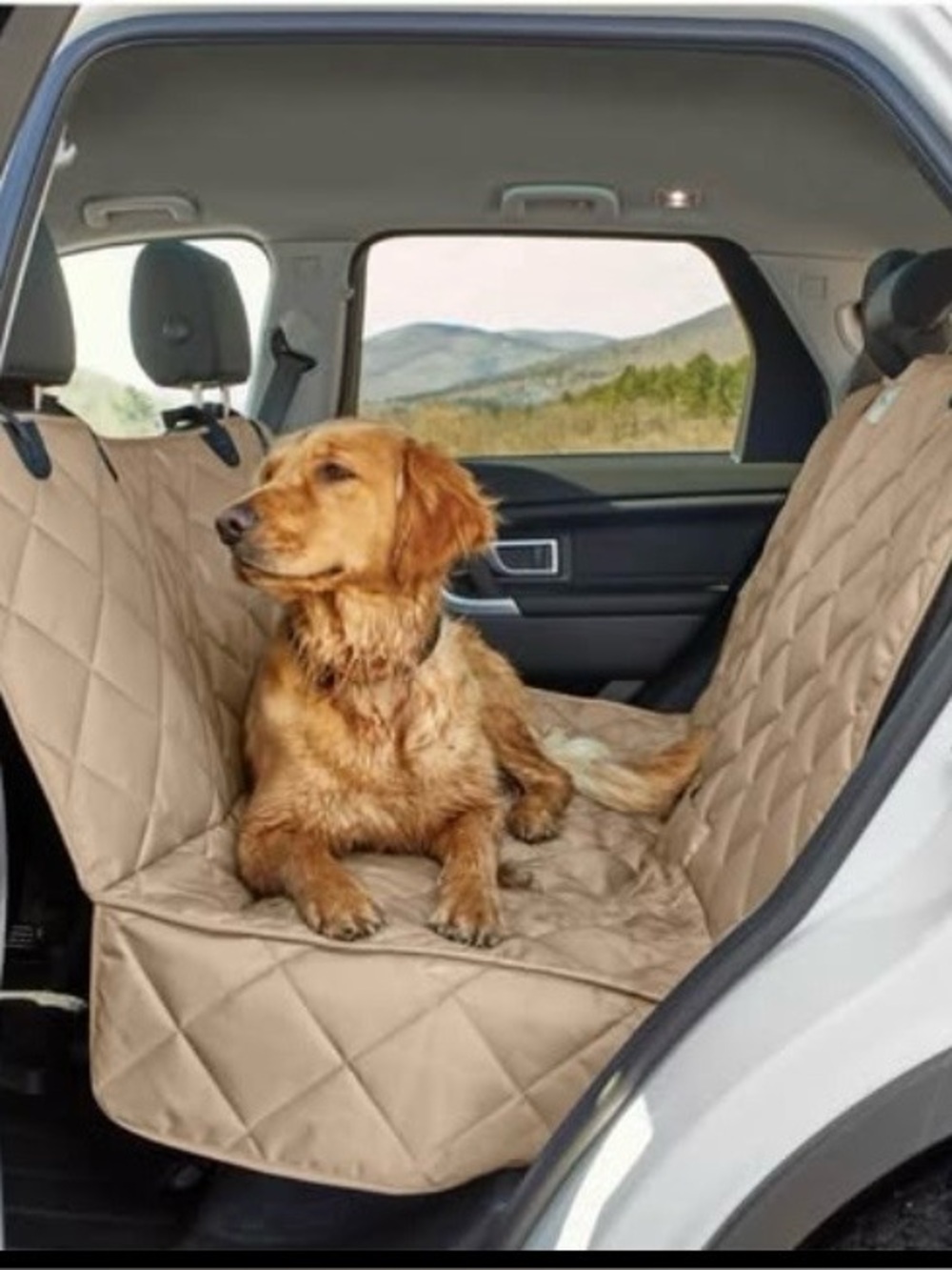 Orvis Beige Quilted Dog Seat Cover Hammock - Waterproof Rear Protector